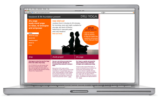 Homepage der Dru Yoga Website