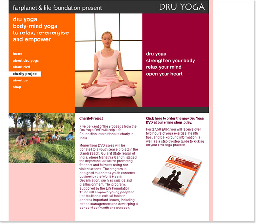 Eine exemplarische Contentseite der Dru Yoga Website