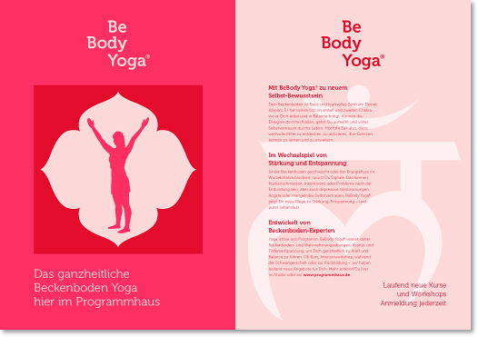 Das BeBody Yoga Poster für das Schaufenster des Studios